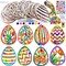 32 Sets Wooden Easter Ornaments Decorations DIY Easter Craft Kits Assorted Paintable Unfinished Wood Laser Cut Easter Egg Ornaments Pom-poms for Kids Easter Spring Classroom Home Activity Art Project